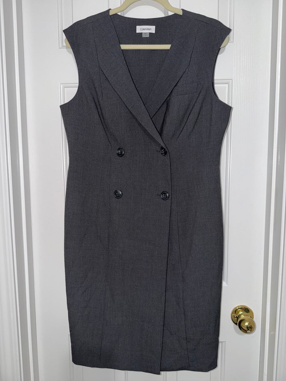 Calvin Klein Gray Sleeveless Double Breasted Blazer Dress
